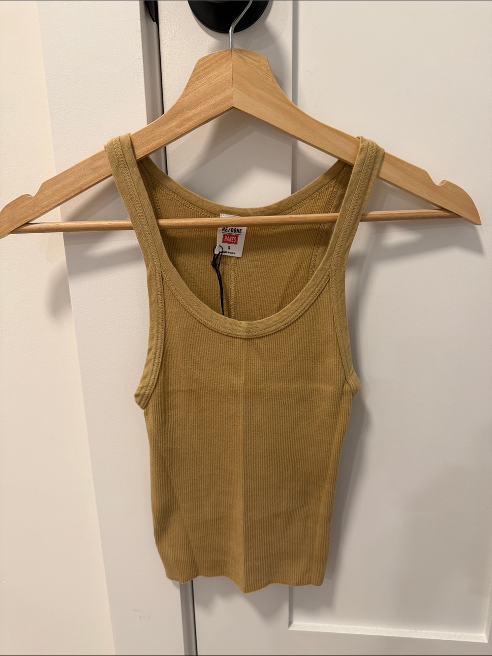 Re/Done Ribbed Tank Top in Tan